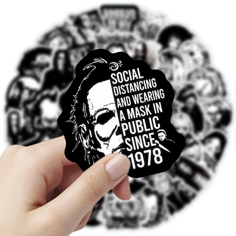 10/25/50pcs Black White Horror Movie Stickers Film Graffiti for DIY Scrapbook Stationery Suitcase Bottle Phone Laptop Guitar