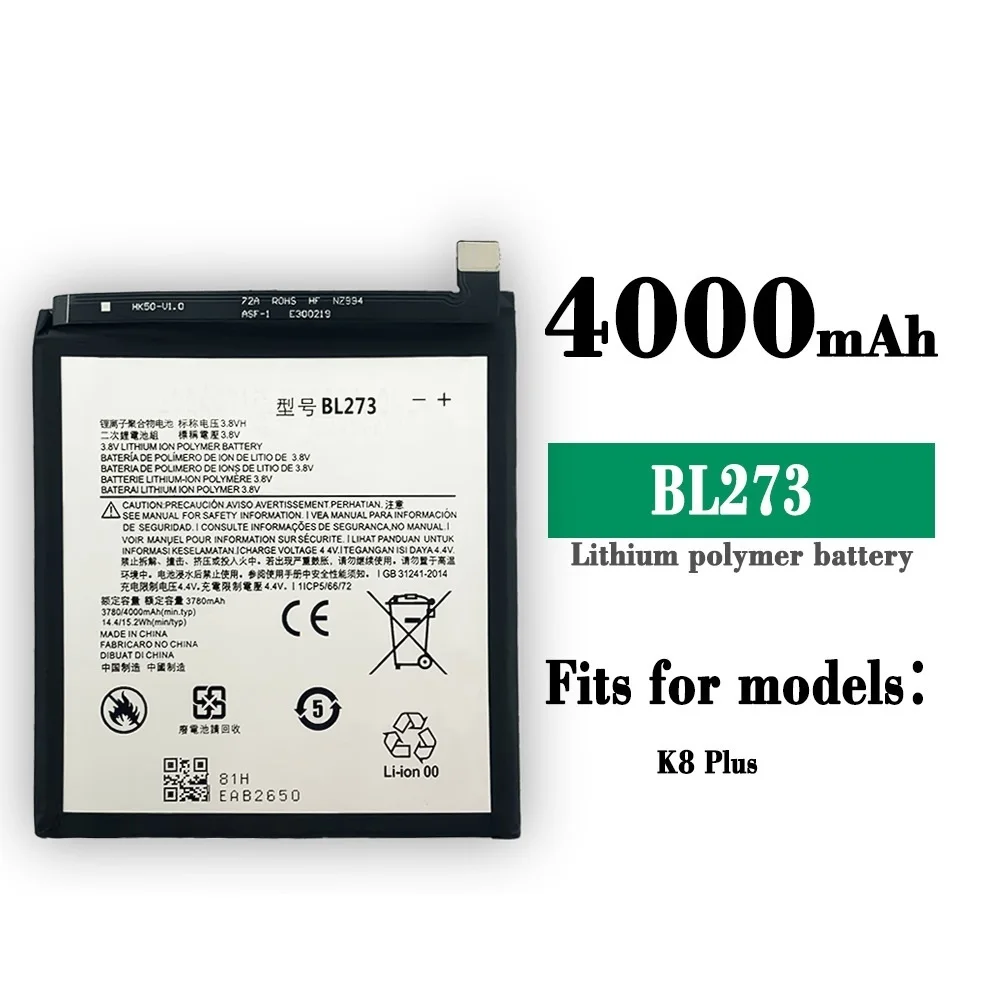 

BL273 Battery For Lenovo K6 Note K53a48 K8 Plus XT1902-2 BL-273 4000mAh Phone Replacement High Quality Latest Batteries