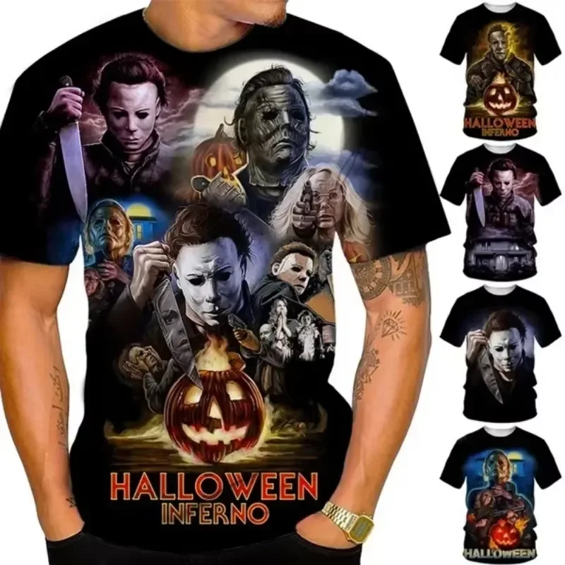 3D Printed Men Women Sports Quick Dry Breathable T Shirt Horror Movie Casual Halloween Michael Myers Harajuku Cosplay Hip Hop