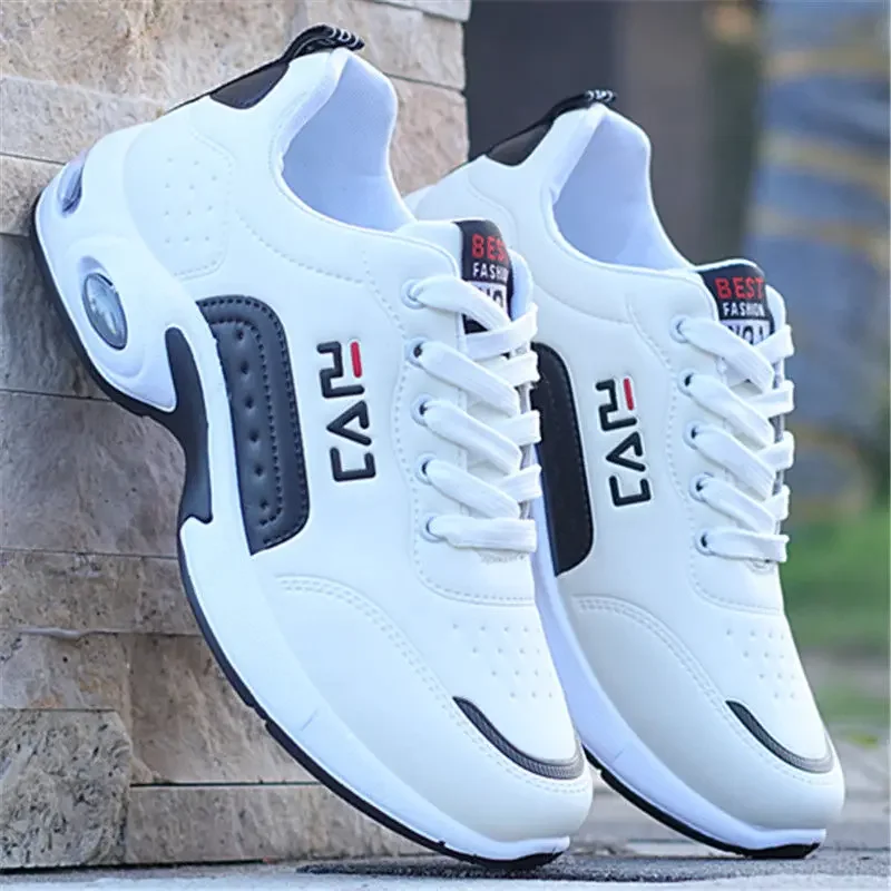 White Sneakers Men Casual Shoes Lace Up Men Shoes Comfortable Mens Vulcanize Shoes Designer Tenis 2022 Thick Soled Jogging Shoes