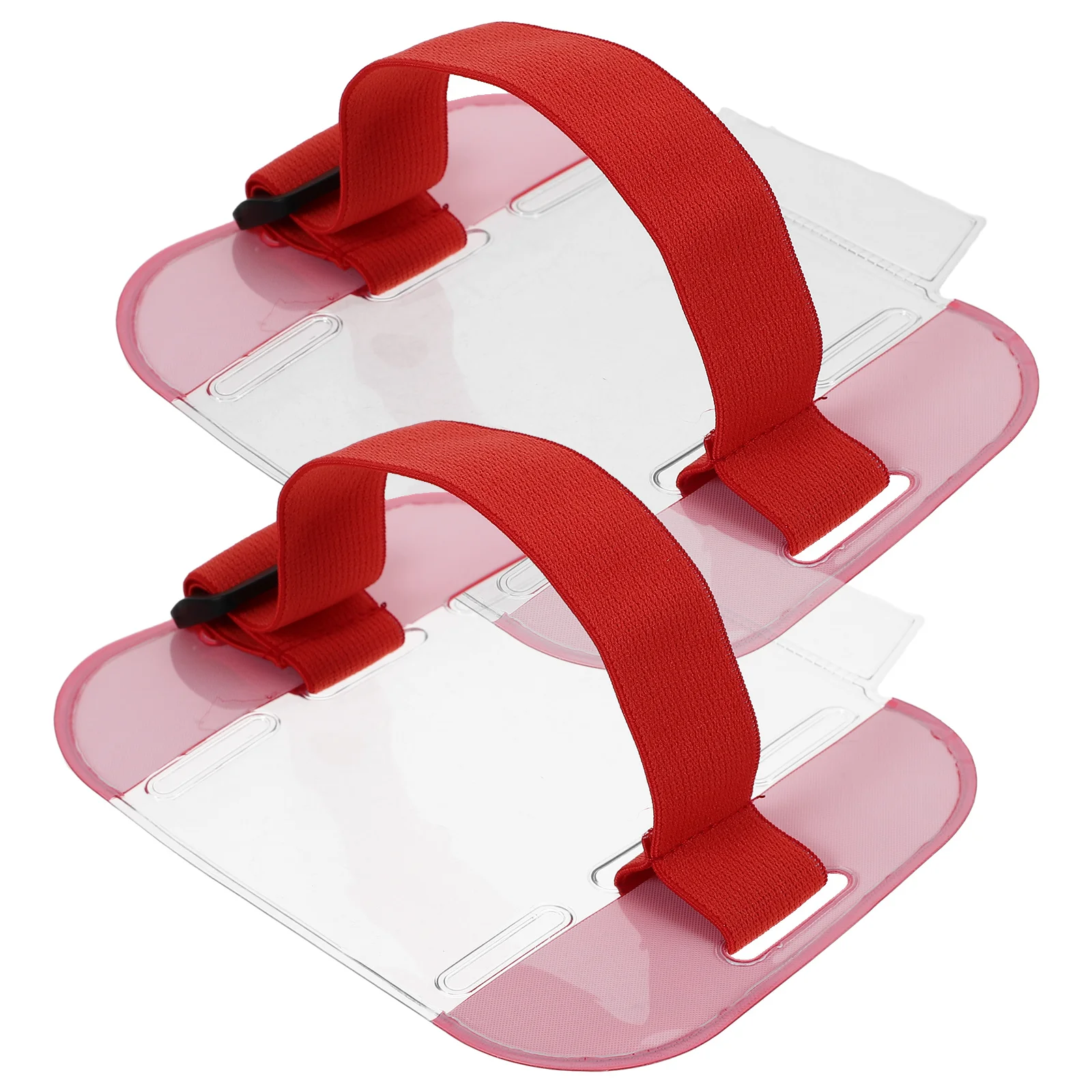 

2Pcs Bright Color Arm Badge Holders Adjustable PVC Id Card Sleeves Clear Protective Cover for Security Workers Home and Office