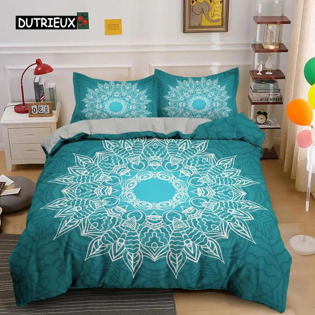 

Mandala Duvet Cover Set King Bedding Set Soft Comforter Cover with 1/2pcs Pillow Shams for Kids Adults Microfiber Quilt Cover