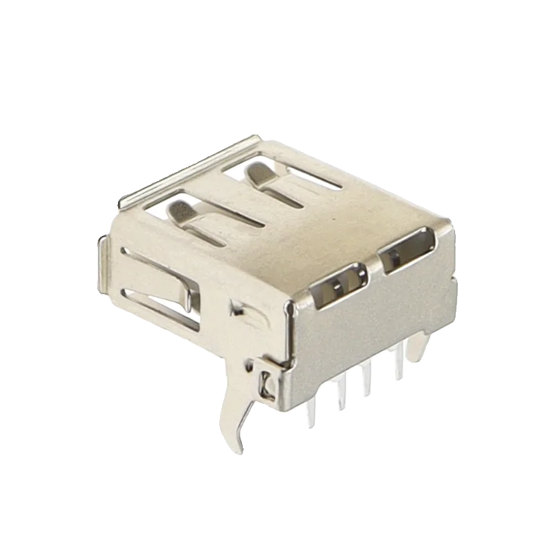Type-A Interface AF 90-degree A Female USB Connector, 13.7 Bent Pin, Type-A Female USB Socket with Rolled Edge