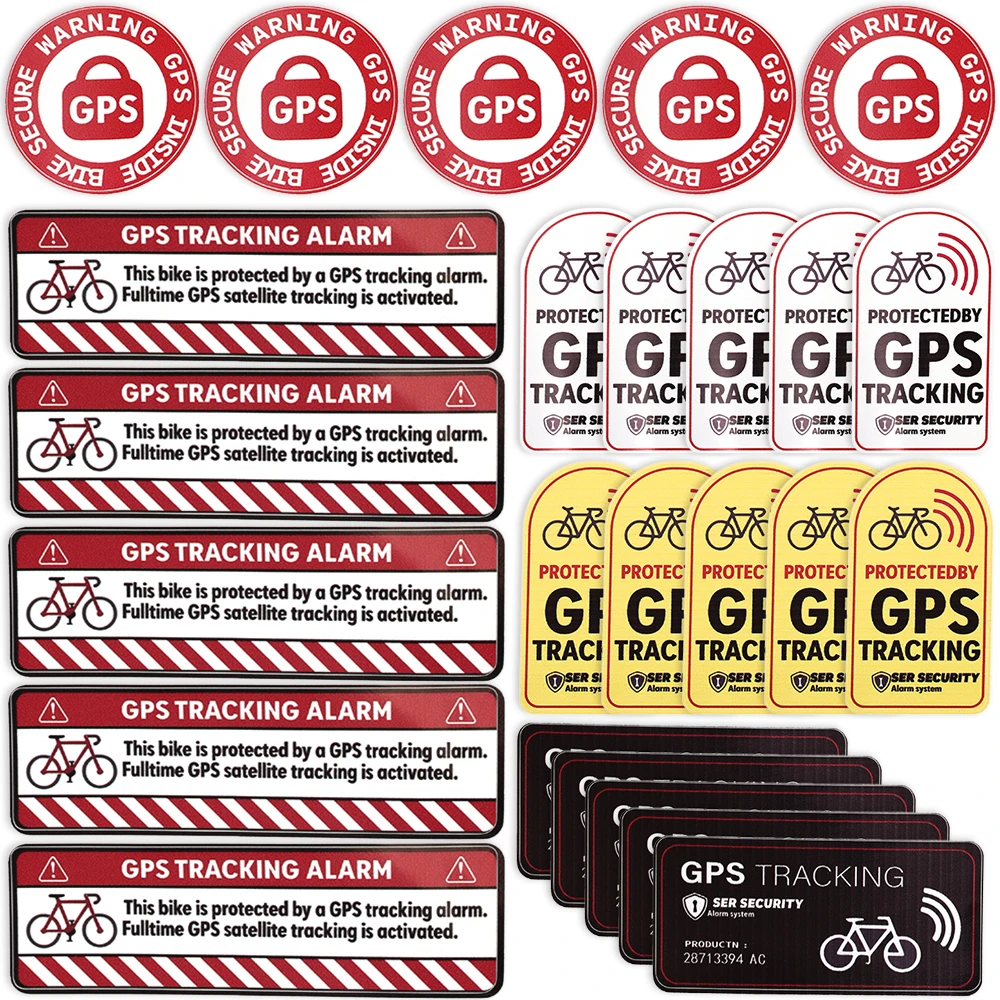 3sets of Bicycle GPS Reflective Stickers Scooter Anti-theft Positioning Tracking Warning Stickers Waterproof Bicycle Accessories