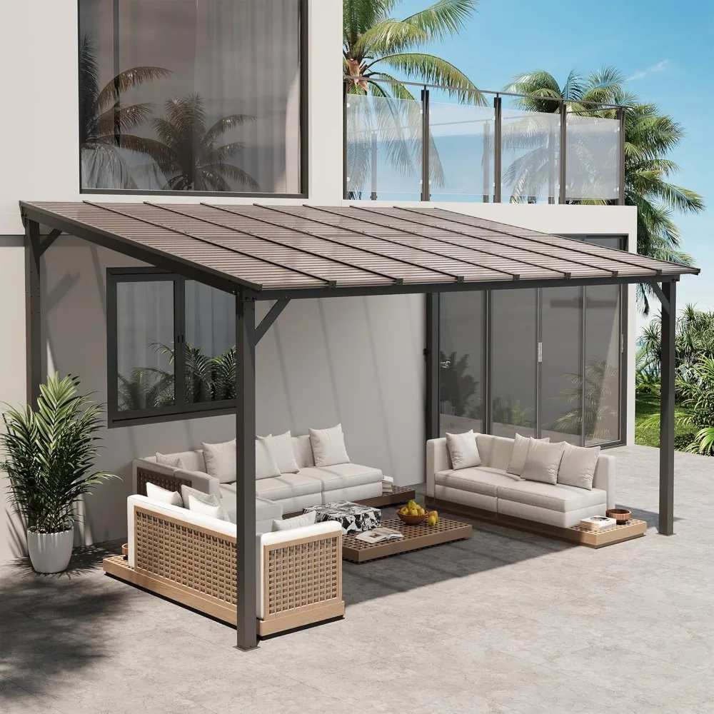 

Gazebo, Hardtop Wall Mounted Lean to Gazebo Pergola for Patio, Large Aluminum Pergola Awnings for Decks, Patio, Backyard, Porch