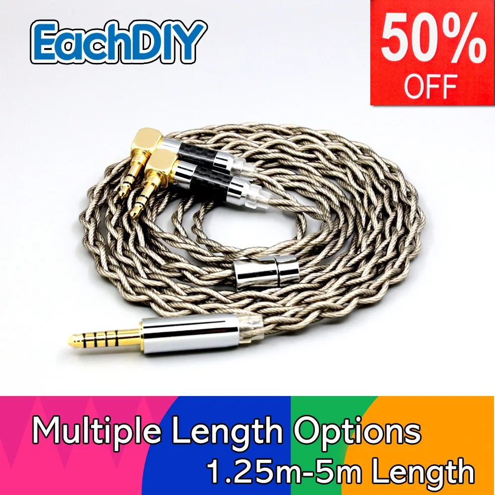 

99% Pure Silver + Graphene Silver Plated Shield Earphone Cable For Verum 1 One Headphone Headset L Shape 3.5mm Pin LN007946