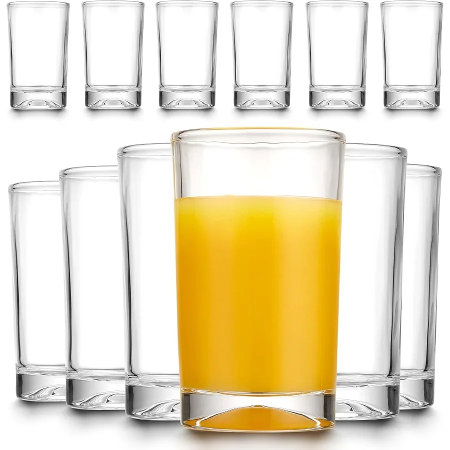 

Set of 6 Small Juice Glasses 5.5Ounce Clear Heavy Base Drinking Glasses for Juice and Milk Thick and Durable Design Ideal for H