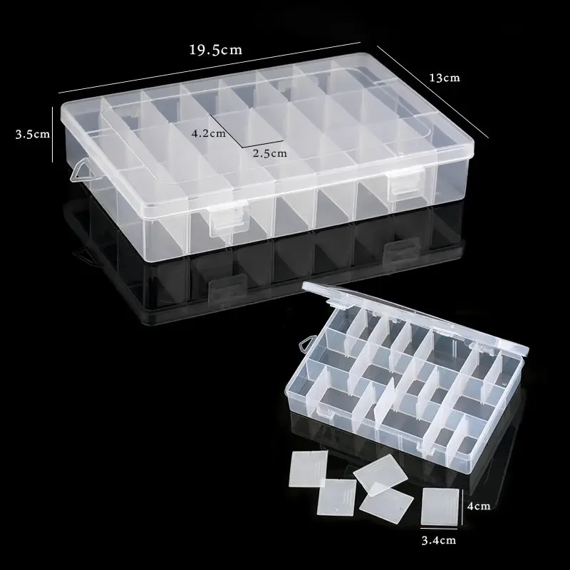 

Plastic Storage Jewelry Box Compartment Adjustable Container Mixed sizes earring box jewelry Box Case for Jewelry display