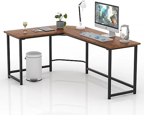 

L Shaped Computer Corner Desk with CPU Stand/PC Laptop Study Writing for Home Office Workstation Wood & Metal, 66 in, Waln