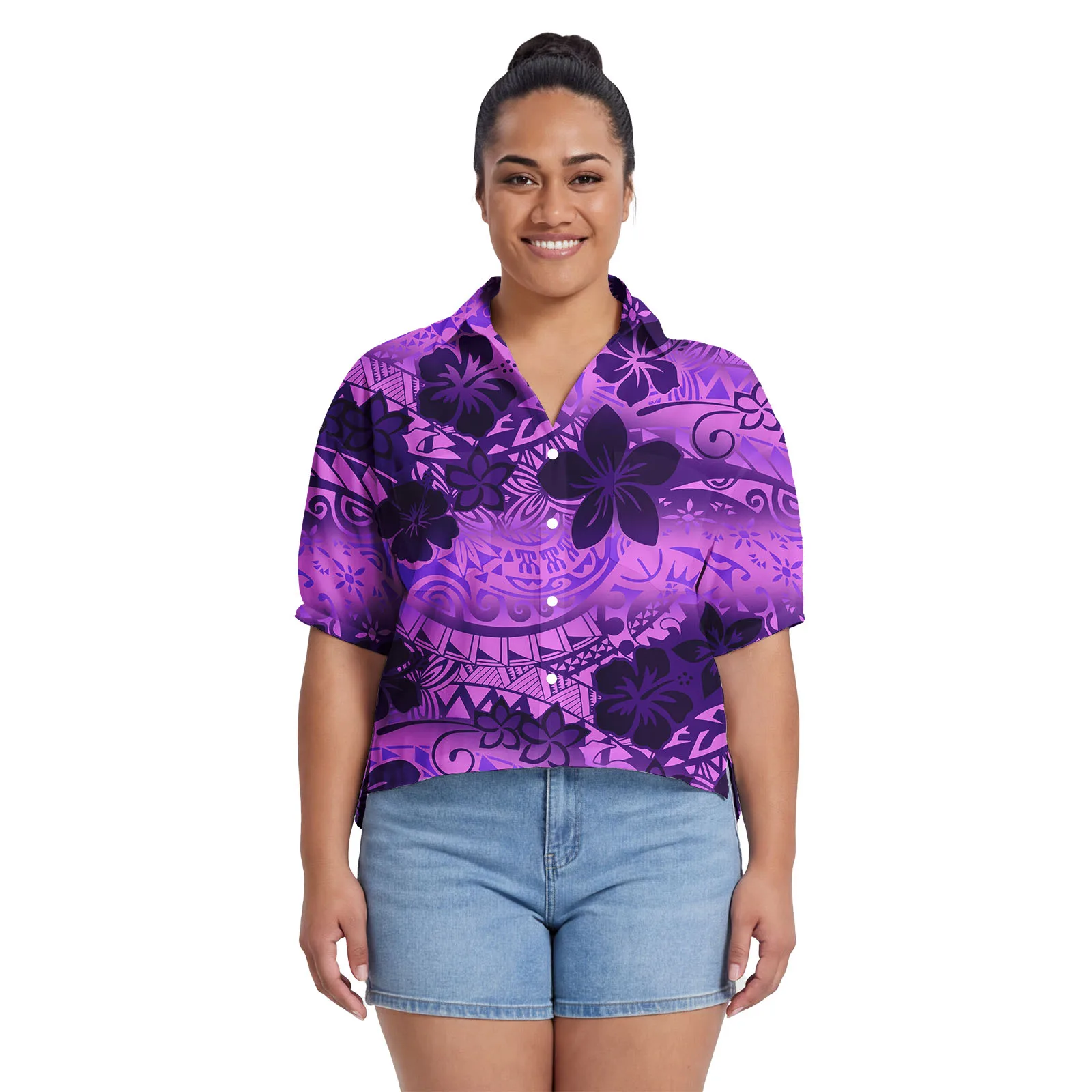 Classic Gift Custom Pattern Ladies Top Polynesian Lady Wear Hawaiian Tribal Oversize Clothes Women's Fashion Luxury Shirt Samoan