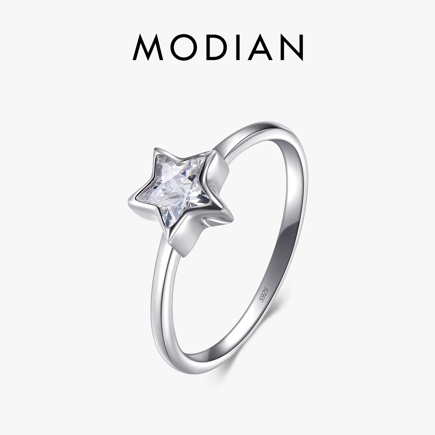 Modian 2026 NEW Cubic Zirconia  Jewelry Authentic 925 Sterling Silver Star Ring Fashion Simple Rings For Women Elegant Gift