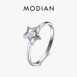 Modian 2026 NEW Cubic Zirconia Jewelry Authentic 925 Sterling Silver Star Ring Fashion Simple Rings For Women Elegant Gift
