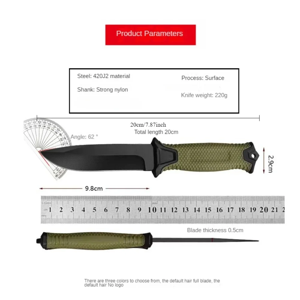 New EDC tools for outdoor use Straight serrated knife, portable survival knife for camping, 440c steel survival knife