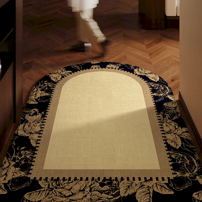 VIKAMA Retro Half Round Office Game Chair Carpet Anti Slip Sound Absorbing Wear Resistant Soft Floor Mat Home Decoration