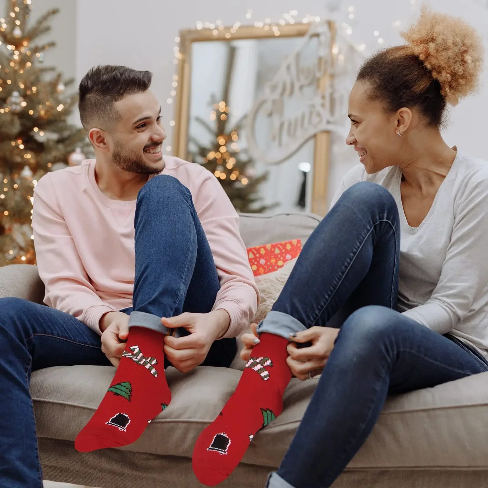 Calcetines de compresión navideños para hombre y mujer, medias deportivas con patrón de copo de nieve, árbol de Papá Noel, Edema de venas varicosas,