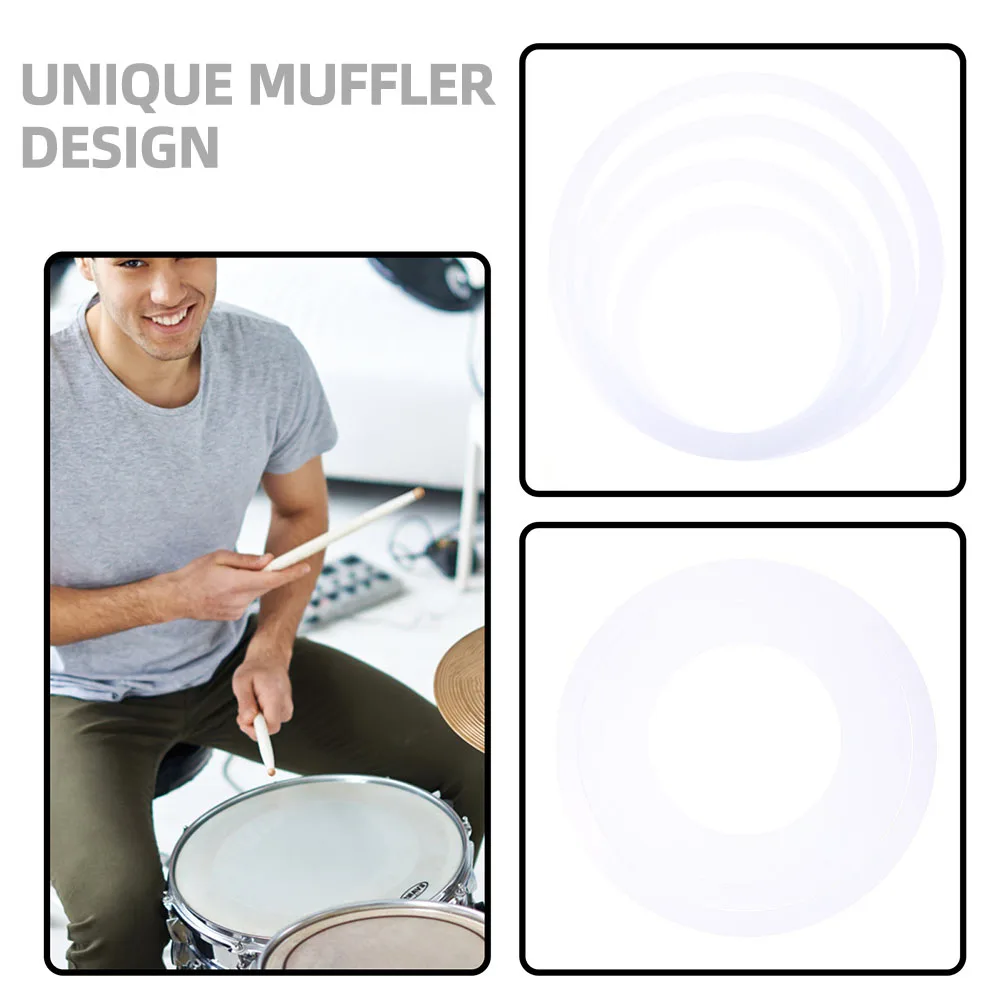 

2 Sets Voice Stop Coil Suit Kit Practice Silencing for Snare Pad Drum Mute Pads Delicate Mufflers Rings Air