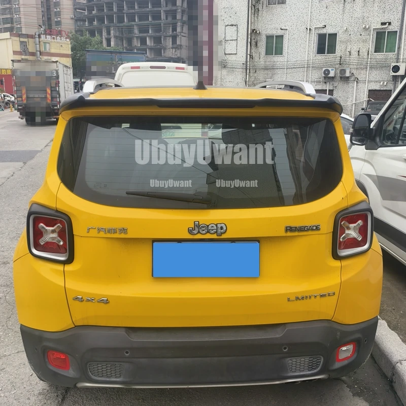 For Jeep Renegade Rear Roof Trunk Lid Car Spoiler Wings FRP Matt Black/Carbon Color Exterior Tuning Accessories Parts 2016-2023