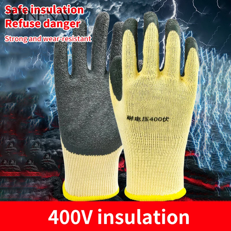 Guantes de trabajo para electricista, herramienta de protección aislante de 400v, antielectricidad, protección de seguridad de bajo voltaje, 1 par