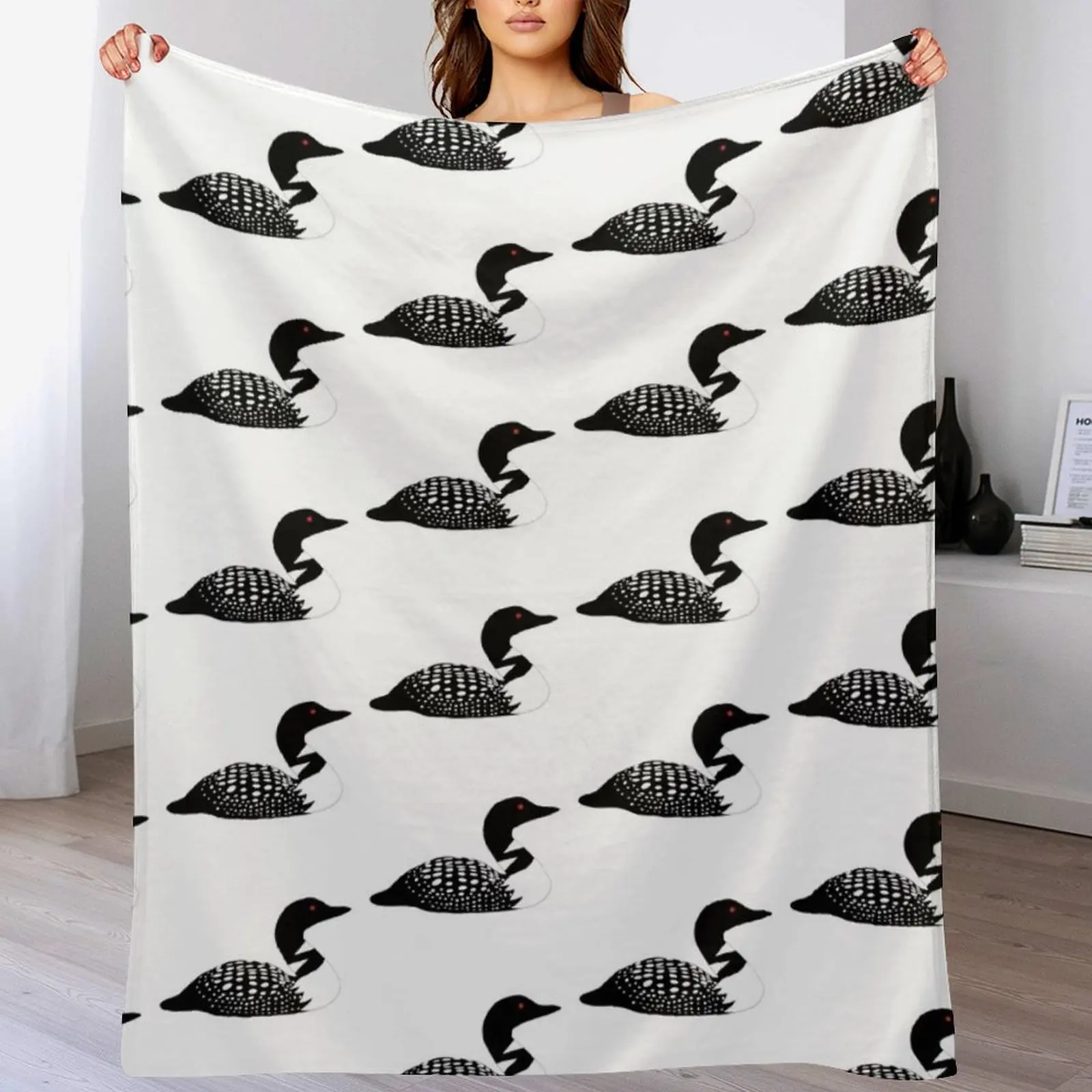 

Minnesota Lake Loon Throw Blanket Color Fast Cozy Throw Blanket