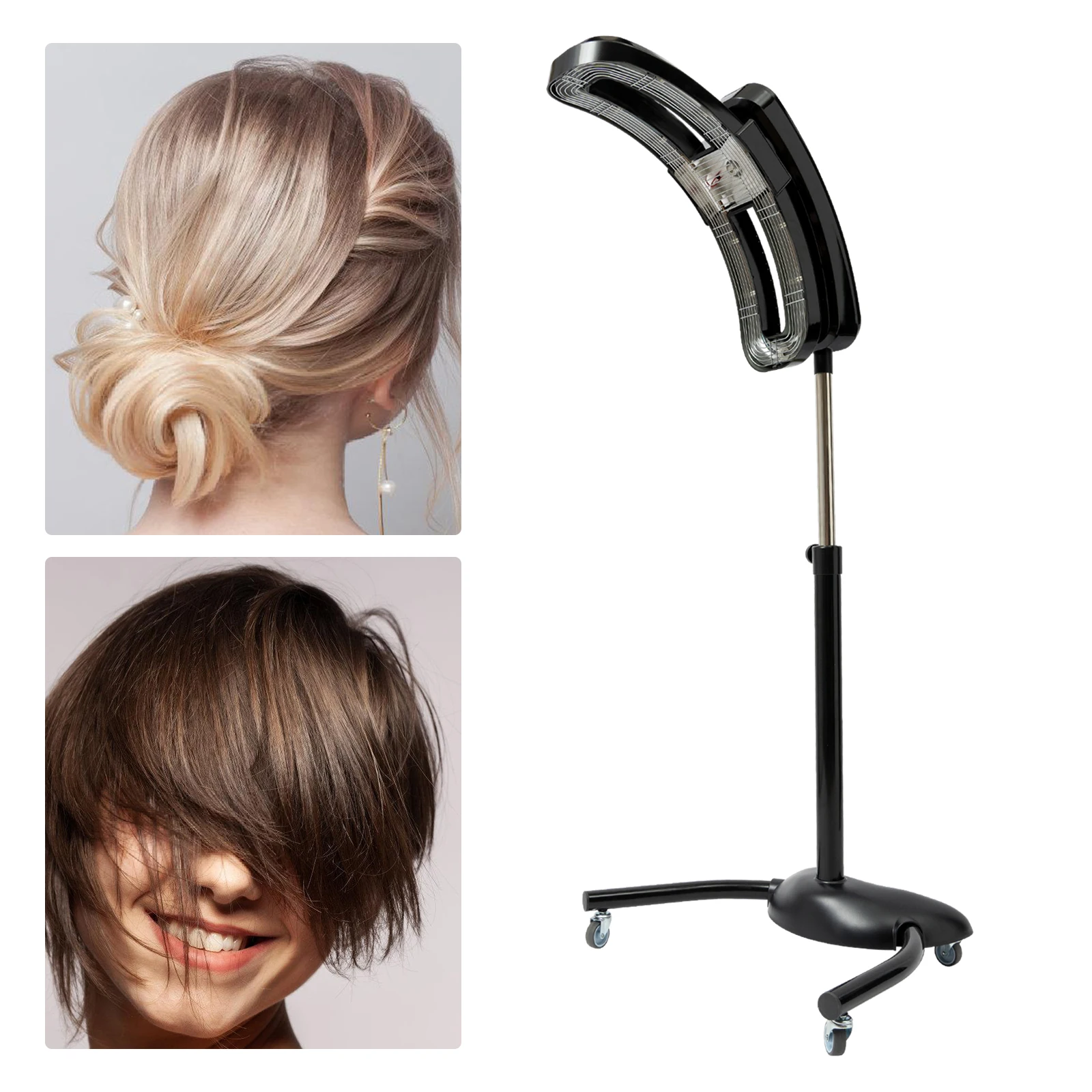 

Silver/Black Vertical Nylon Hairdressing Heater,110V Adjustable Standing Hair Dryer for Hair Care,Coloring