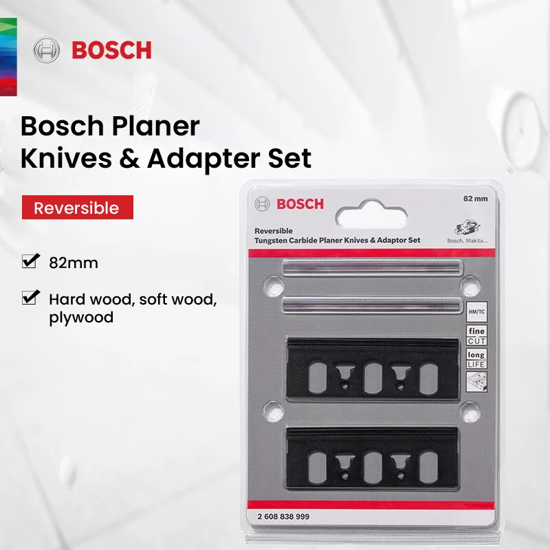 Bosch 82mm Reversible Tungsten Carbide Blade Knives and Adapter Set Hard Alloy Suitable for GHO6500/10-82/20-82 Electric Planer