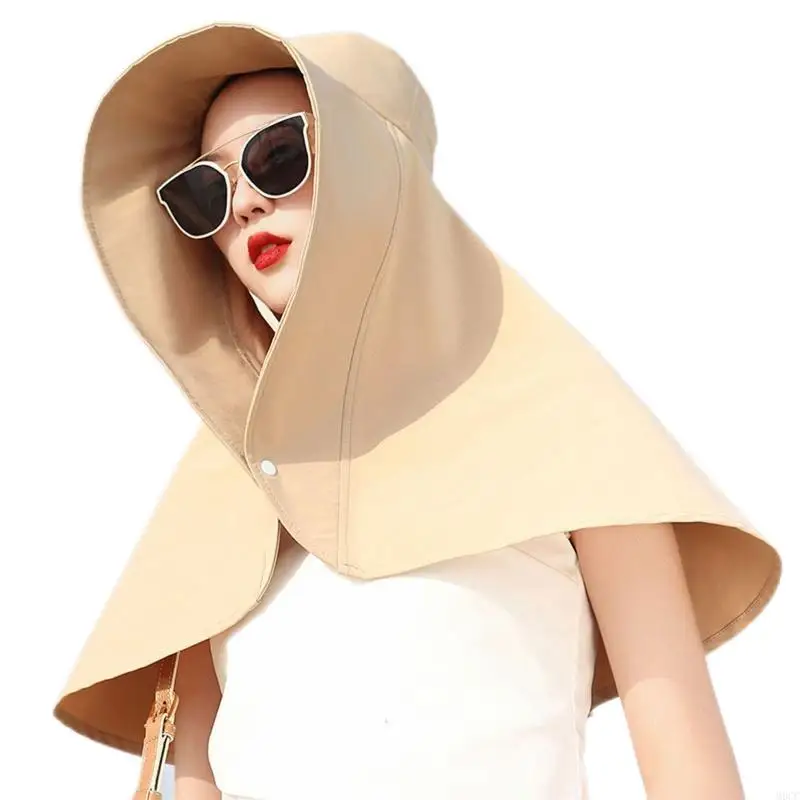 M6CC Fisherman Hat Anti-uv Wide Brim Neck Shawl Sunhat Must Have Item for Summer