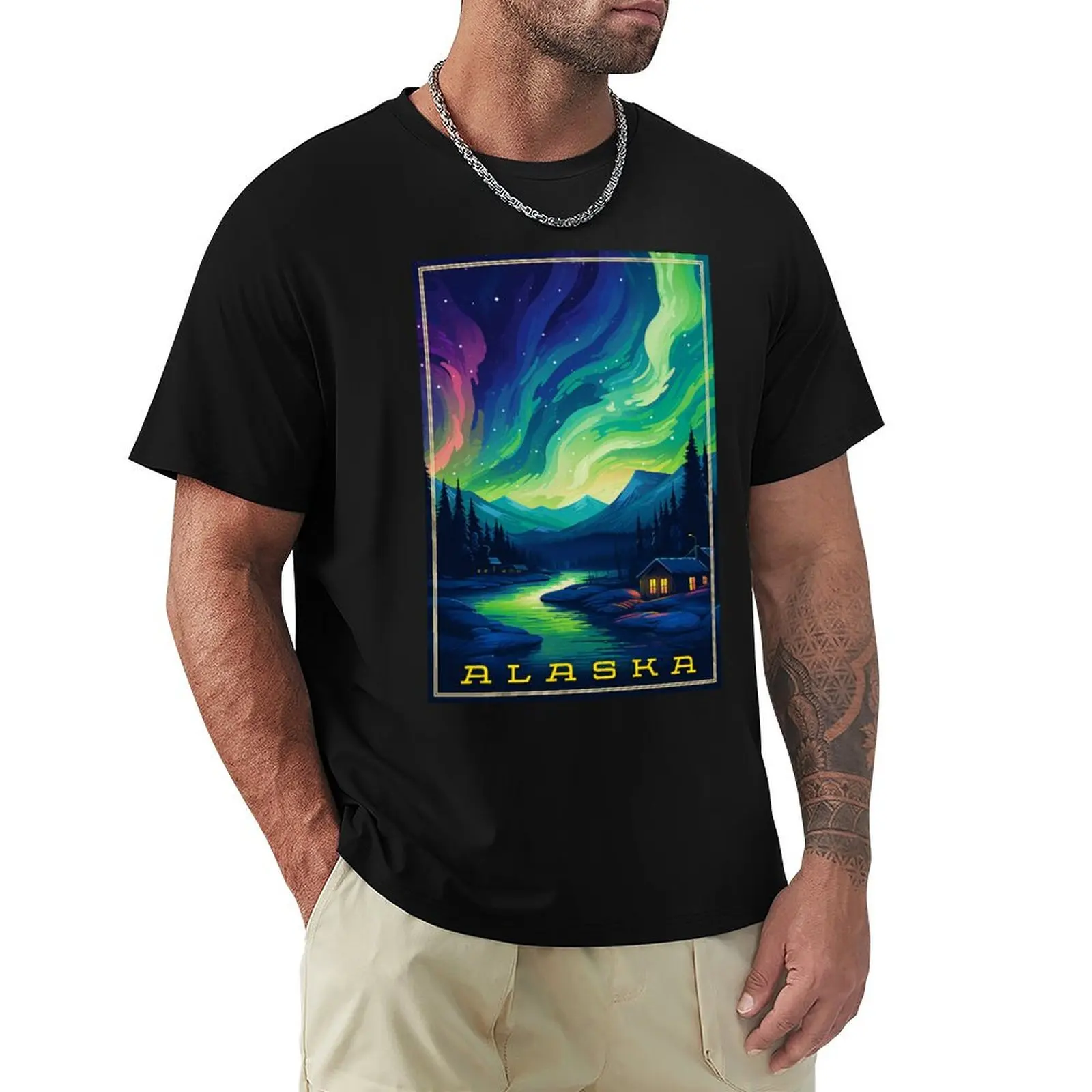 

Alaska Northern Lights T-Shirt Utility Casual Work T-Shirt