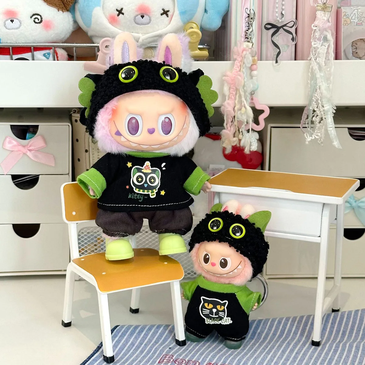 [بدون دمية] ملابس الدمية القطيفة لوه شياوهي مجموعة الوالدين والطفل لملابس دمية لابوبو إكسسوارات بدلة الملابس ذاتية الصنع