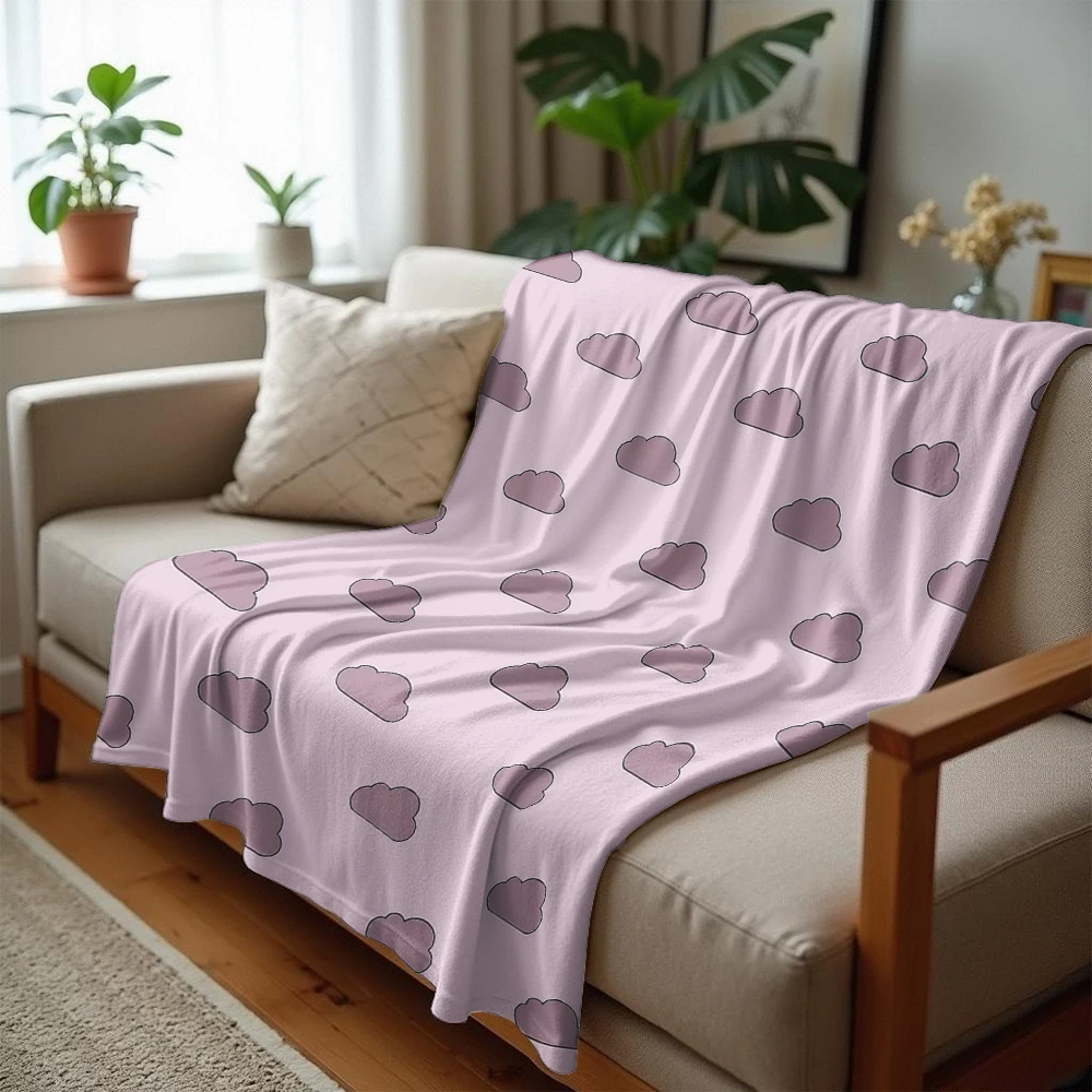 Lilac Cloud Lightweight Microfiber Soft Christmas Fleece Blanket Warm Cozy Throw for Bed Sofa Office Travel All Season