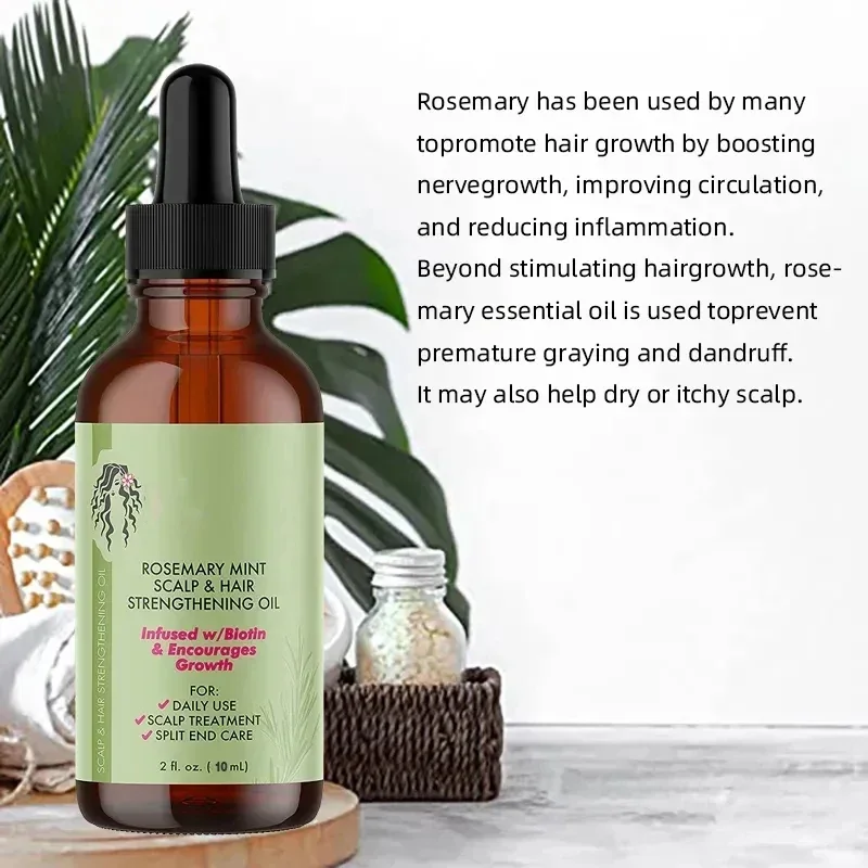 Hair Growth Essential Oil Rosemary Mint Hair Strengthening Oil Nourishing Treatment for Split Ends and Dry Mielle Organics Hair