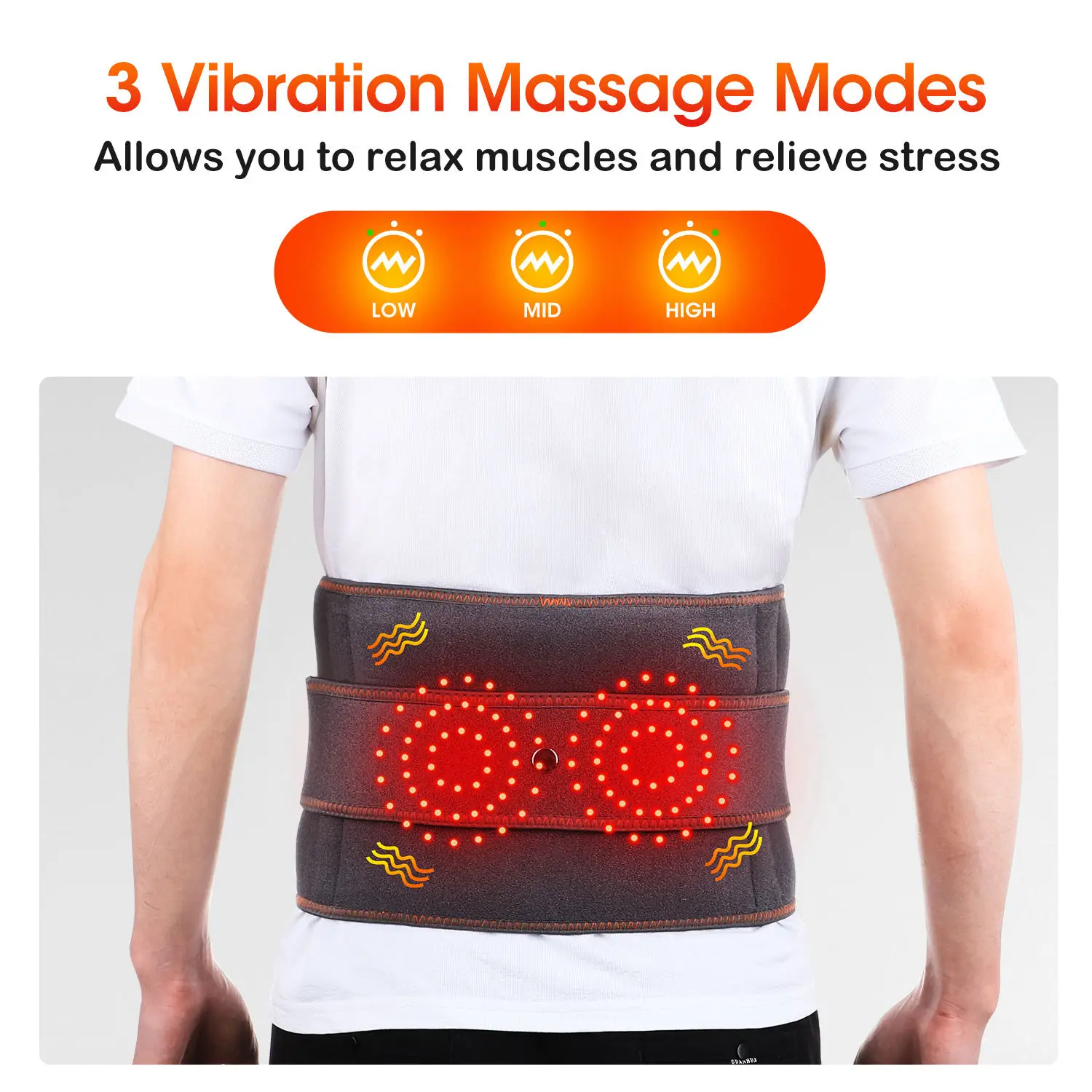 Cordless Pain Relief, Waist Vibration, Hot Compress, Pain Relief Massage Band, Infrared Heating, Back Massage Band