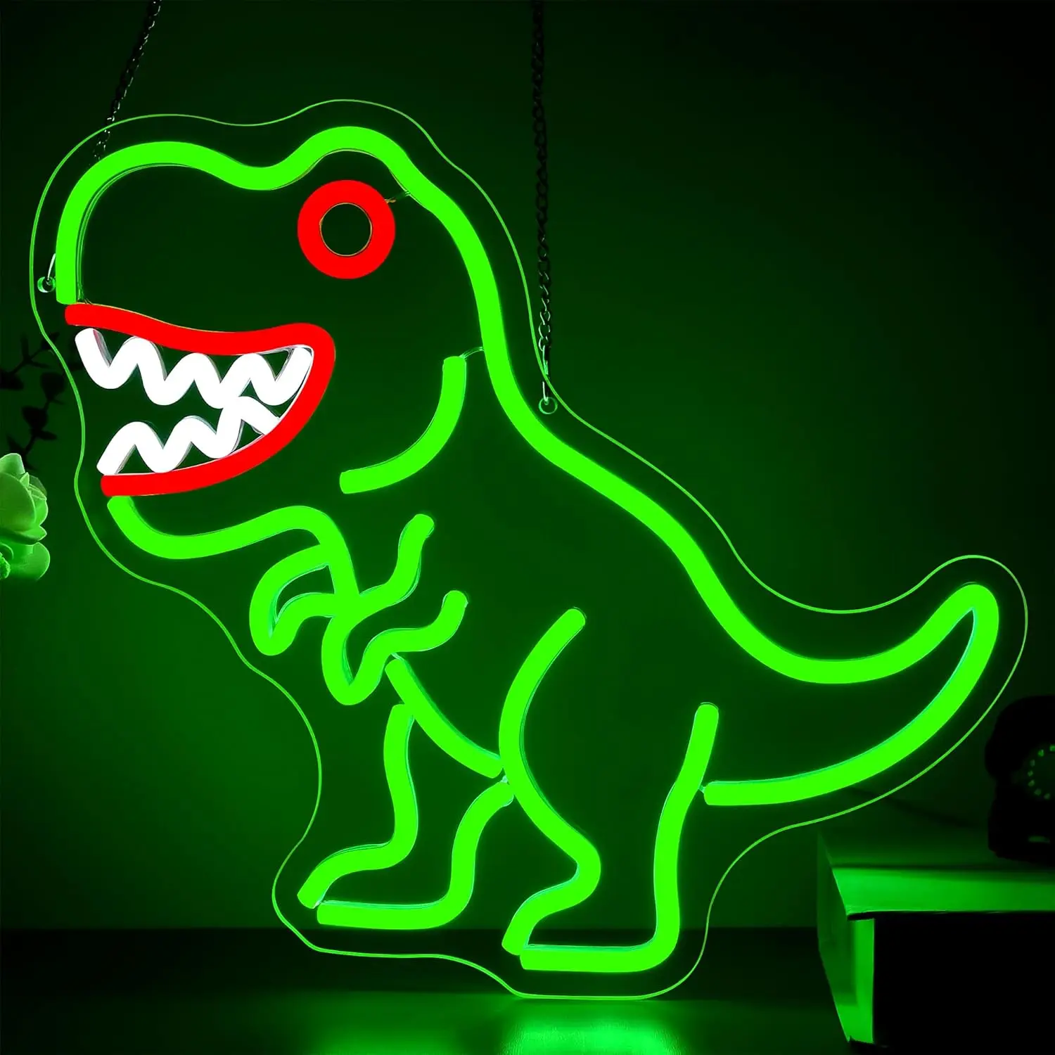 Cartoon Dinosaur Neon Sign USB Dimmable LED Neon Light for Game Room Garage Walls Party Birthday Chirstmas Gift Cartoon Light