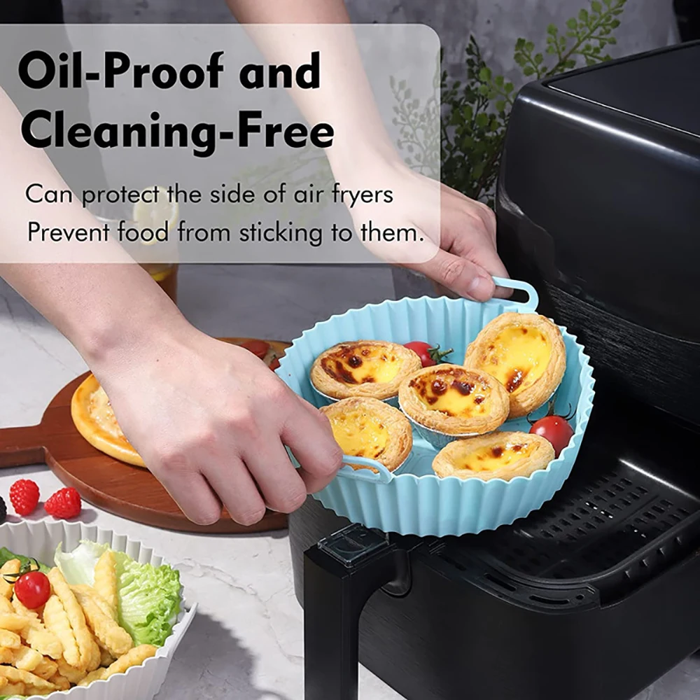 Air Fryer Accessories Thicken Silicone Tray Mat For Round Air Fryer Pot Oven Baking Tray Fried Chicken Pizza Basket Lining