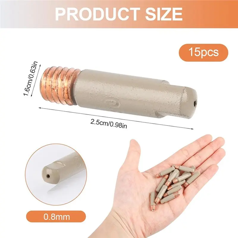 فوهات BMBY المضادة للترشيق (0.8 مم)، مجموعة أطراف لحام MIG المطلية مكونة من 15 قطعة لتحسين الأداء #2