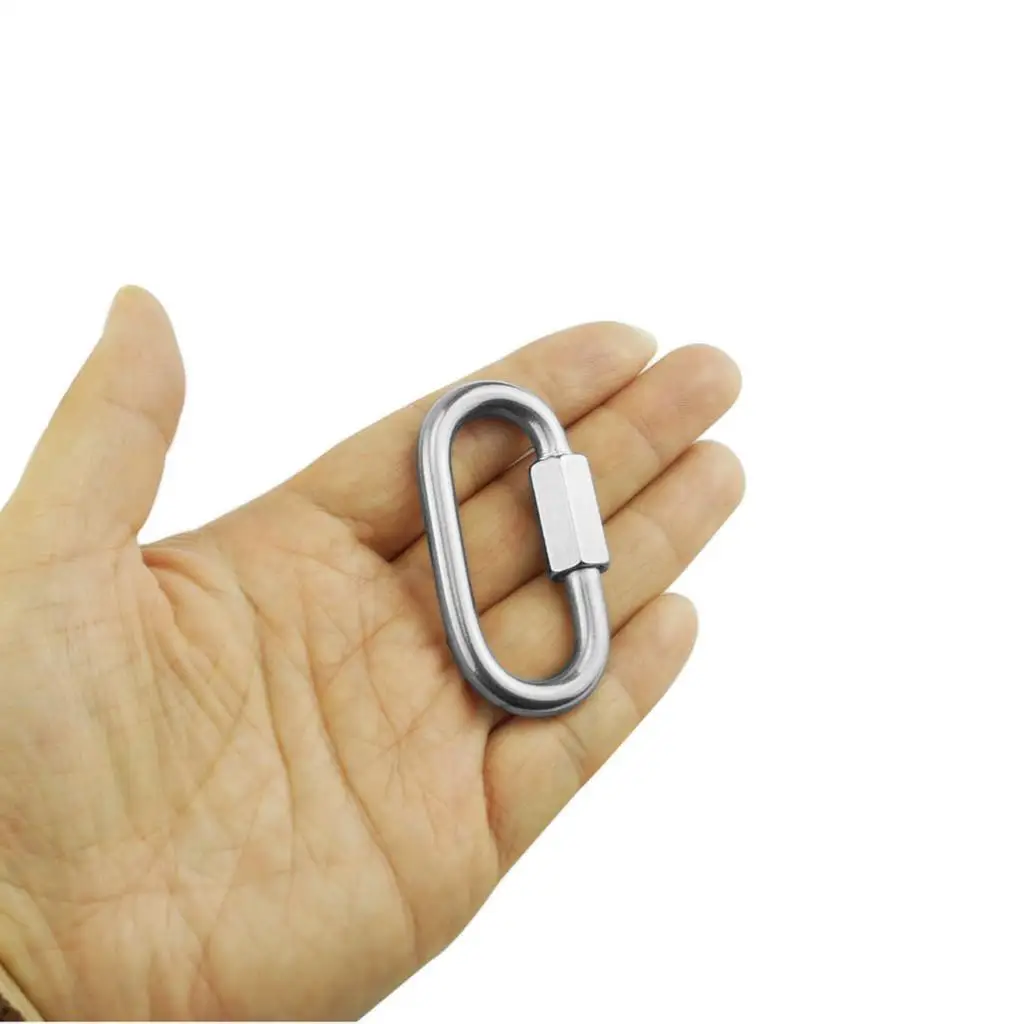 304 Stainless Steel Screw Locking Oval Quick Carabiner 8x75mm