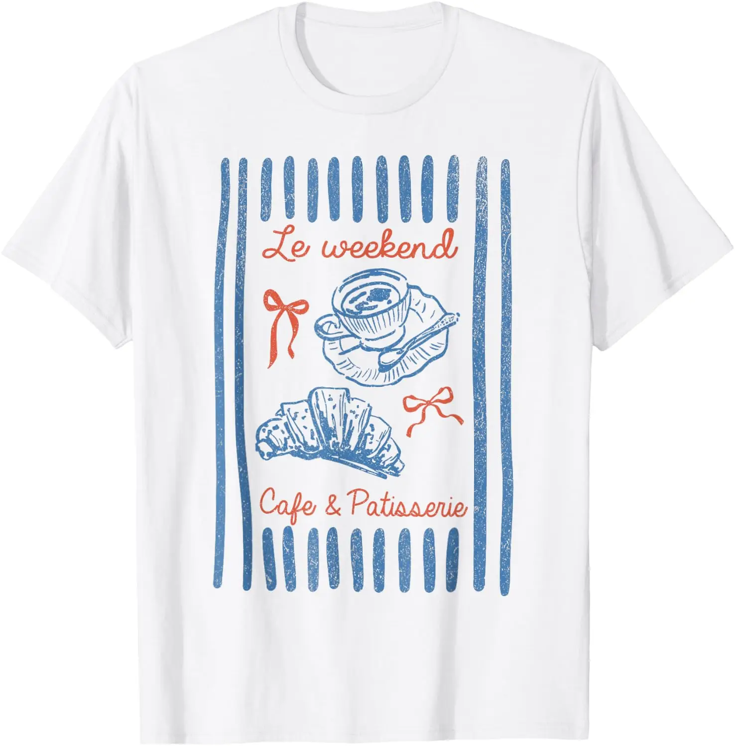 Weekend Le Croissant Coffee Cafe Et Patisserie T-Shirt 100% Cotton Trendy Y2K Short-Sleeve Tee-Soft, Quick-Drying,