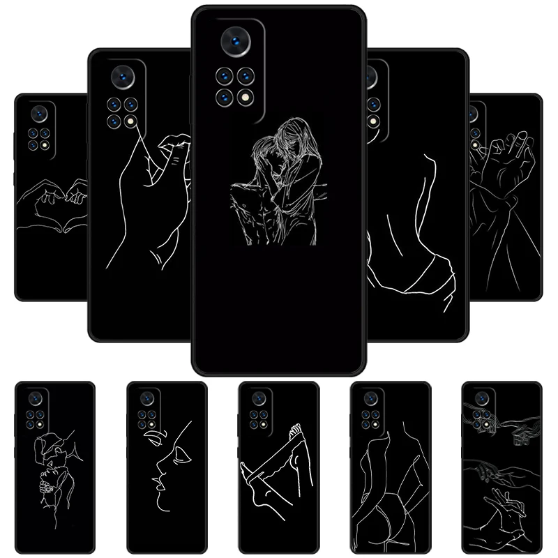 Art Simple Kiss Rose Sex Girl Body Phone Case For Redmi Note 11 EPro 11S 10T 9S Promax 8 Pro Xiaomi Mi 10 11 12X 12S Ultra Cover