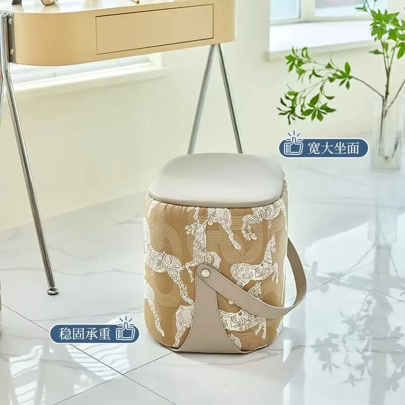 New Chinese Style Saddle Hand-Held Low Stool Home Small Stool Living Room Sofa Stool Doorstep Shoe Changing Stool Ottoman