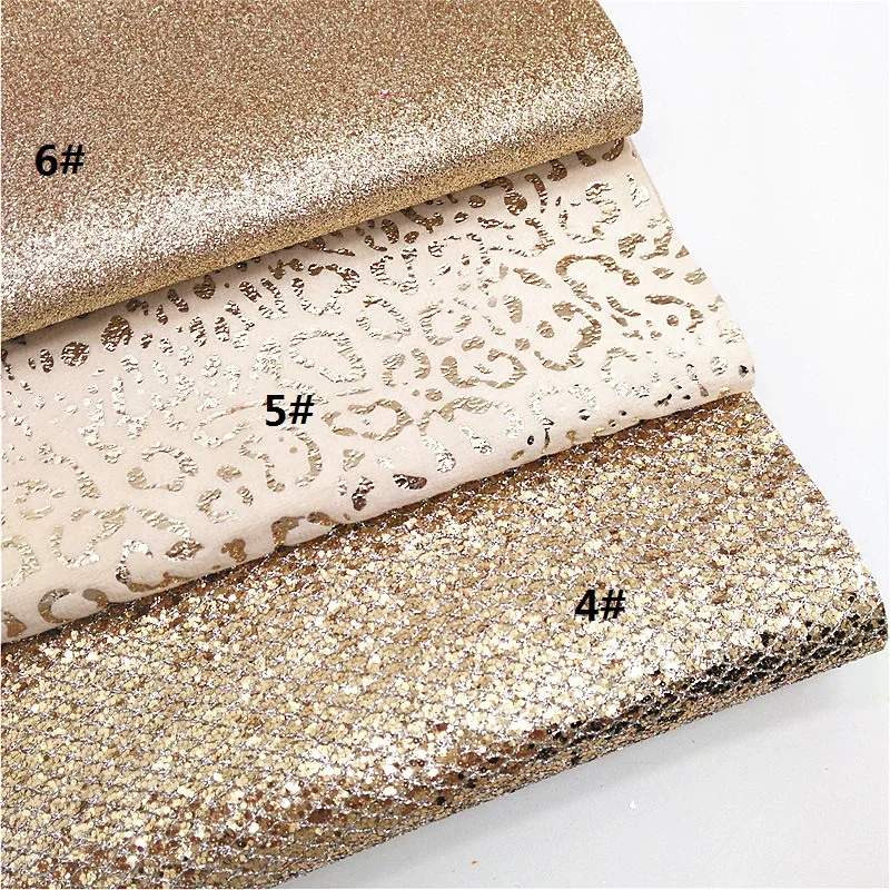 Gold Mesh Glitter Leather Sheets Flowers Metallic Litchi Faux Leather Leopard Zebra Pattern Velvet Immitation Horst Fur W308