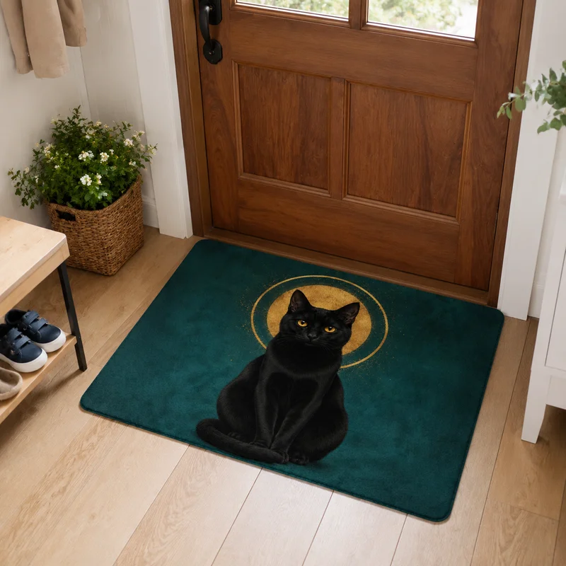 VIKAMA Gothic Style Black Cat Door Mat, Anti Slip And Absorbent Carpet, Indoor And Outdoor Foyer Carpet, Home Decoration