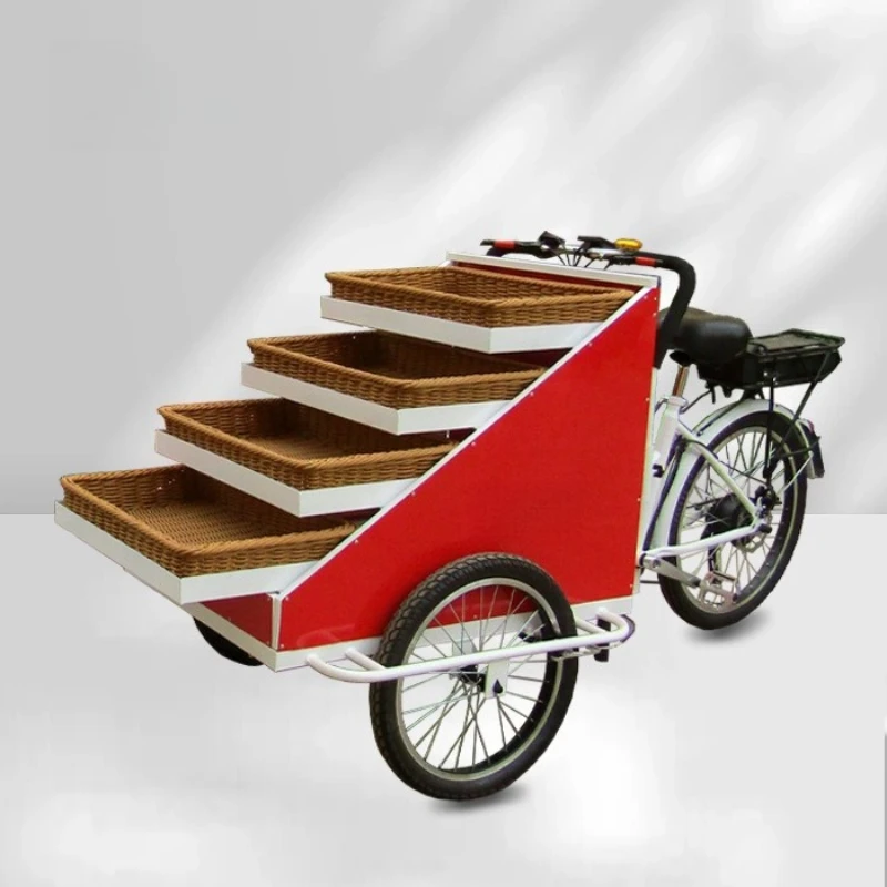 

Vegetable and fruit stalls stand upside down and ride tricycles