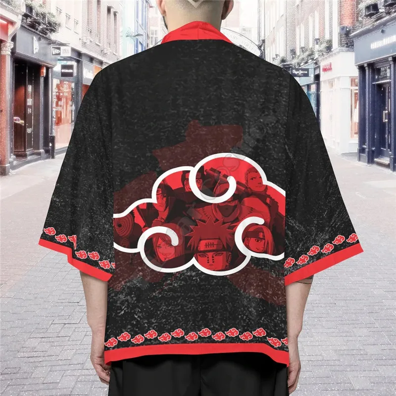 Kimono Akatsuki Prajurit Musim Panas Gambar Cetak 3D Wanita untuk Pria Kimono Cardigan Cosplay Kawaii Lembut Jepang Pakaian Uniseks Kimono Kemeja