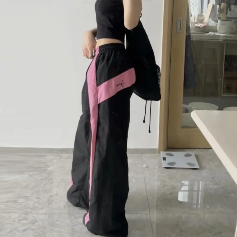 Deeptown Y2k Vintage Baggy Pants Summer 2024 Women Korean Fashion Sports Wide Leg Trousers Casual Oversized Patchwork Aesthetic