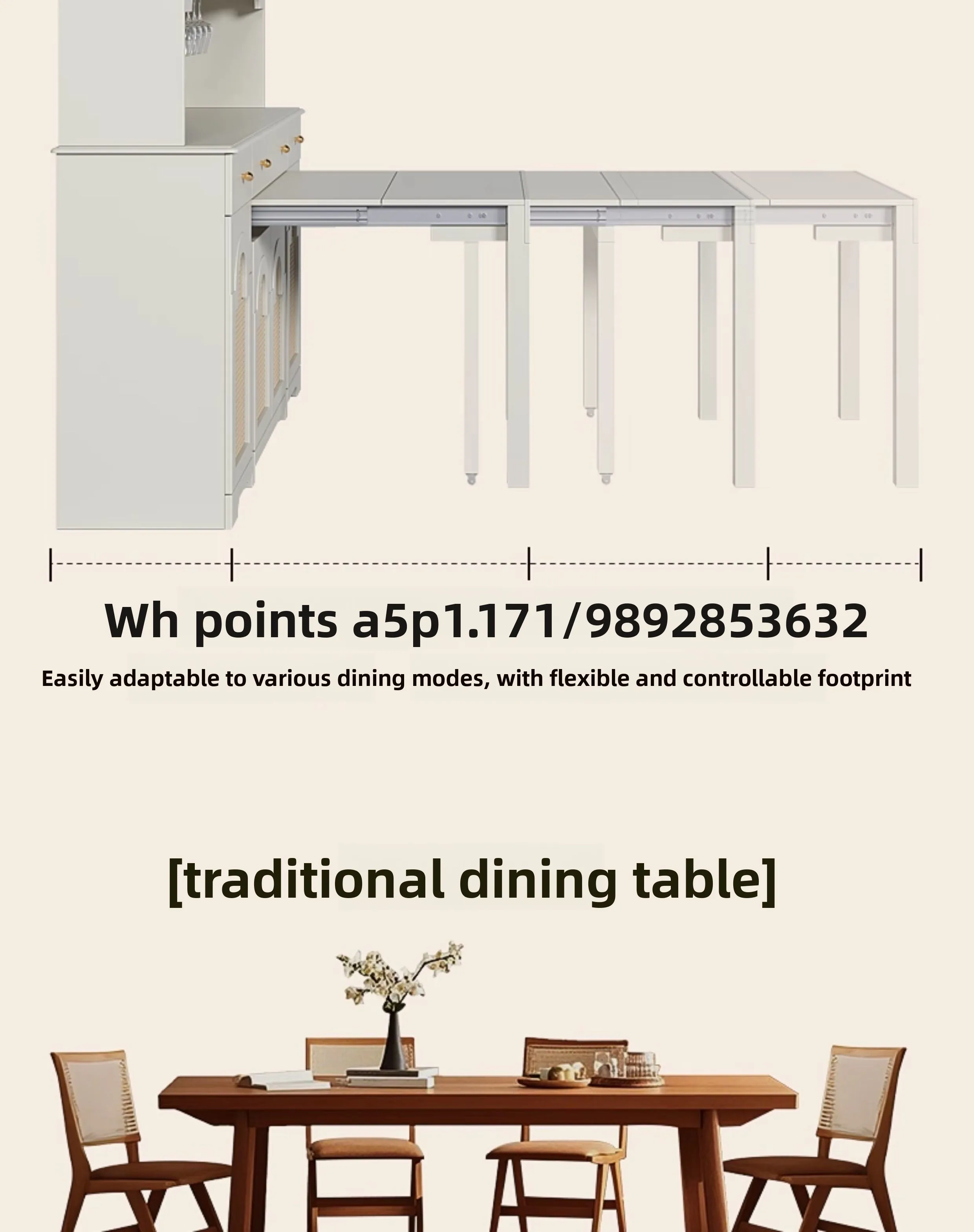 YFY Cream Style Island Dining Table Integrated Household Extendable Small Apartment French Folding Built-in Dining Table