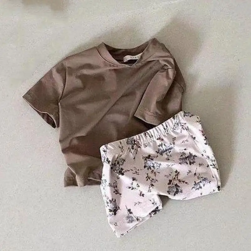 Kids Swimwear Sets 2024 New Summer Baby Girl Floral Bikini Swimming Suit Fashion Boys Swimsuits Infant Holiday Beach Clothes Set