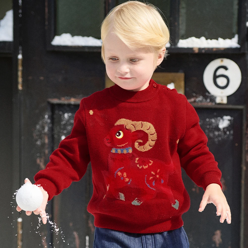 Dave Bella Girls Boys Winter Warm Jacquard Knitted Sweater Children 1-13 Years Teen Knitwear Pullover Long Sleeve Top DB4264741
