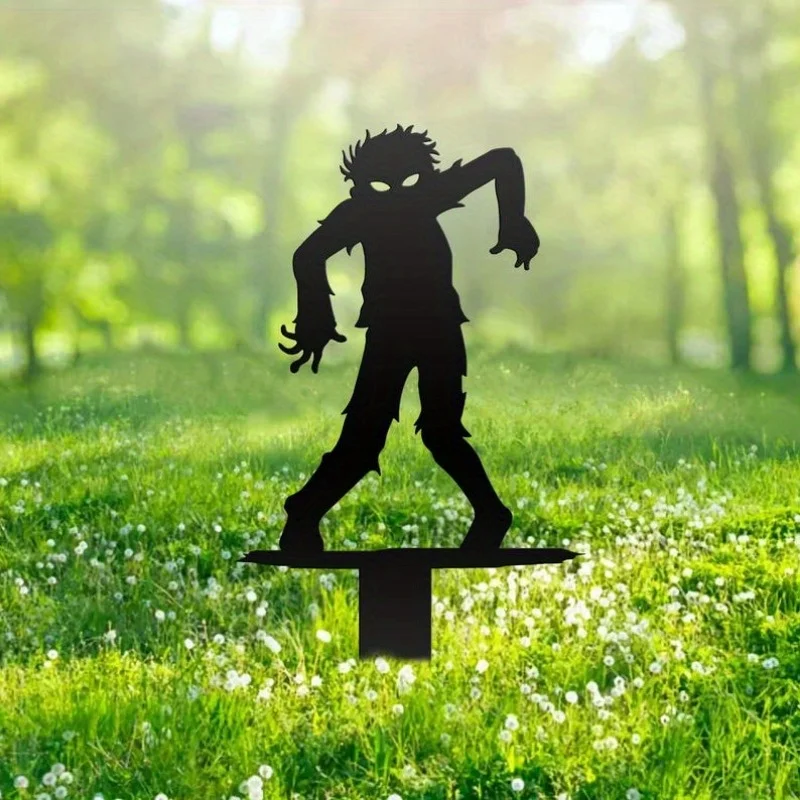 CIFBUY Piquet de jardin en métal motif zombie, décoration d'extérieur en fer forgé, panneau suspendu pour porche et allée