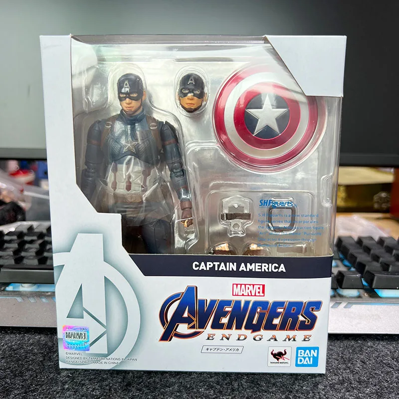 Marvel'S Genuine Bandai Shf First Edition Soul Limited Avengers Endgame 4 Captain America Mobile Model Figurine Gk Statue