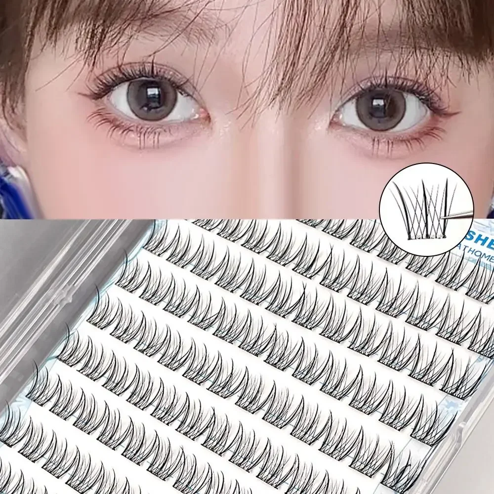 120 Stuks Geen Lijm nodig zelfklevende Lash Clusters Vogelstijl Koreaanse Herbruikbare Valse Wimpers Gemakkelijk Toepassing Natuurlijke Look