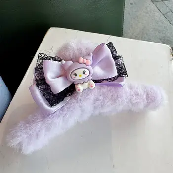 三麗鷗庫洛米髮夾 - 蕾絲蝴蝶結毛絨卡通髮夾,可愛動物髮圈,可紮馬尾辮 10 最佳銷售 三麗鷗爪夾 - №7